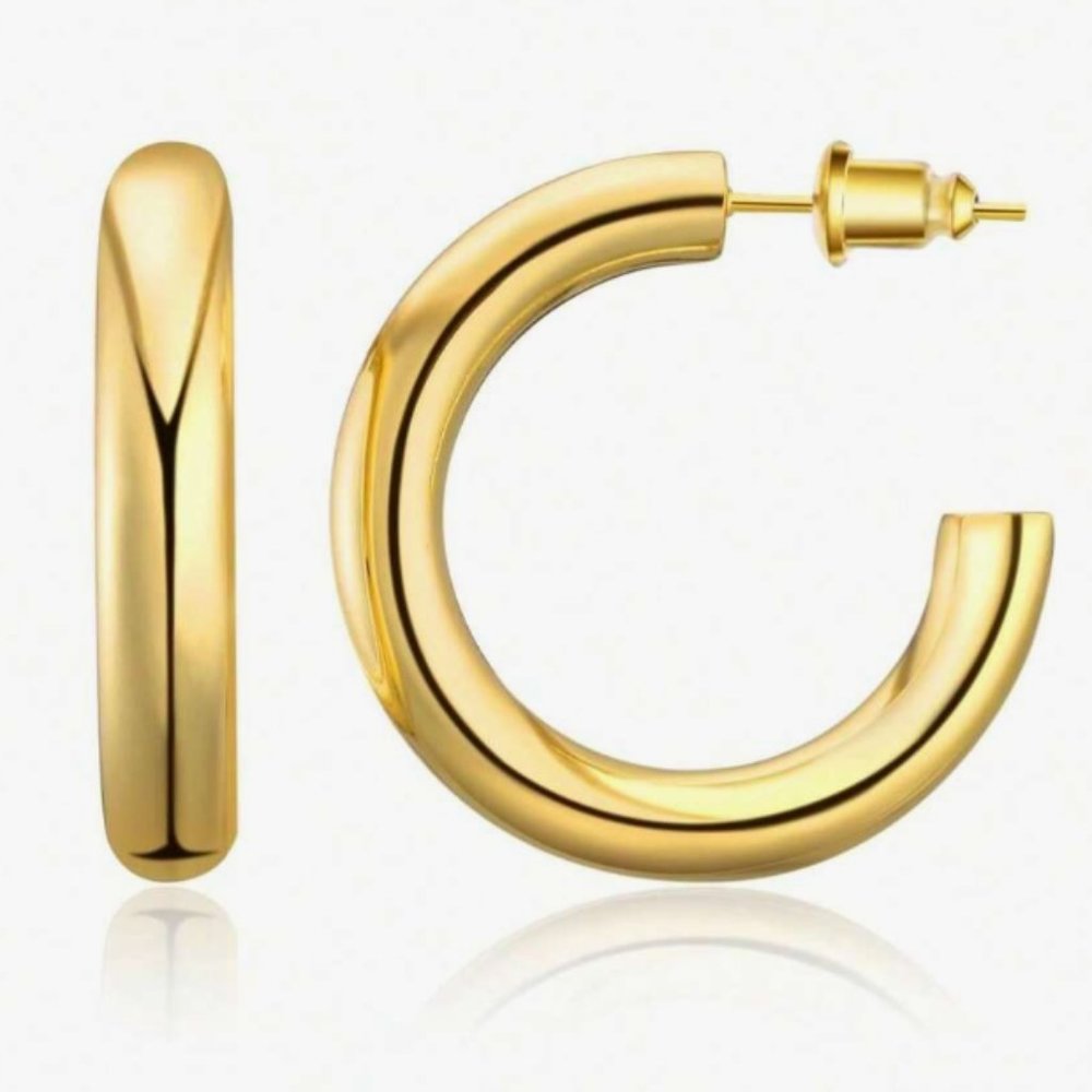 🌺3/$20! Gold Thick Hoop Earrings! Simplistic Modern Glam!!!🌺 NWOT Gold Color
